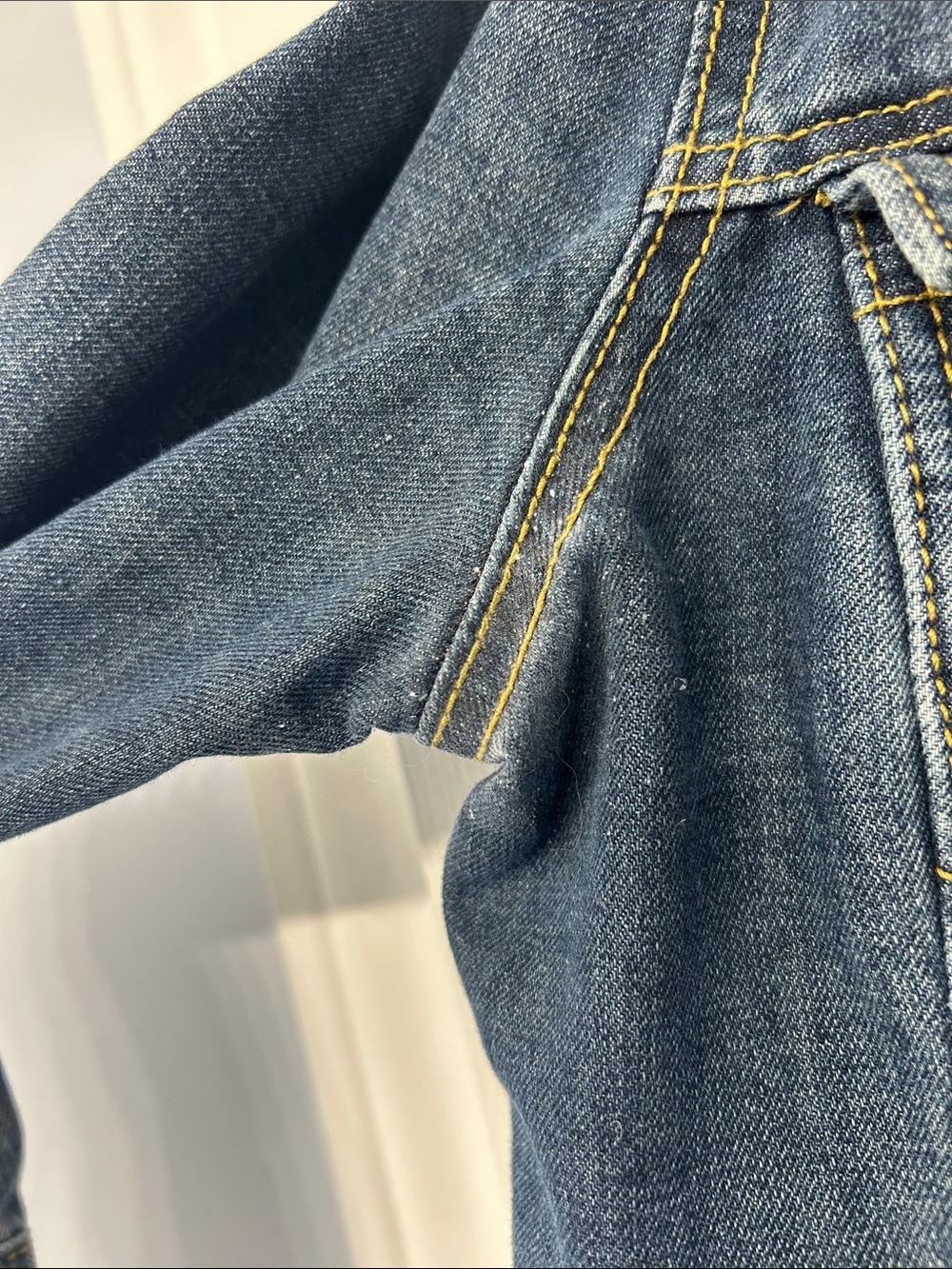 Bluenotes Blue Distressed Women's Jean Jacket with Sleeve Stripe Detail - Picture 6 of 6
